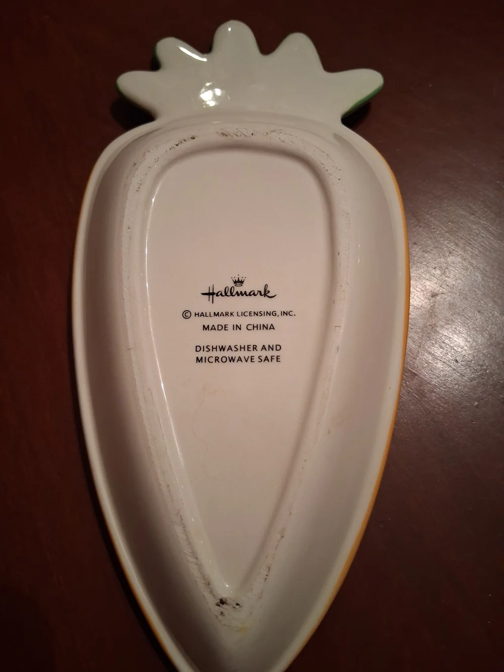 Hallmark Orange Polka Dot Ceramic Carrot Dish with Green Top